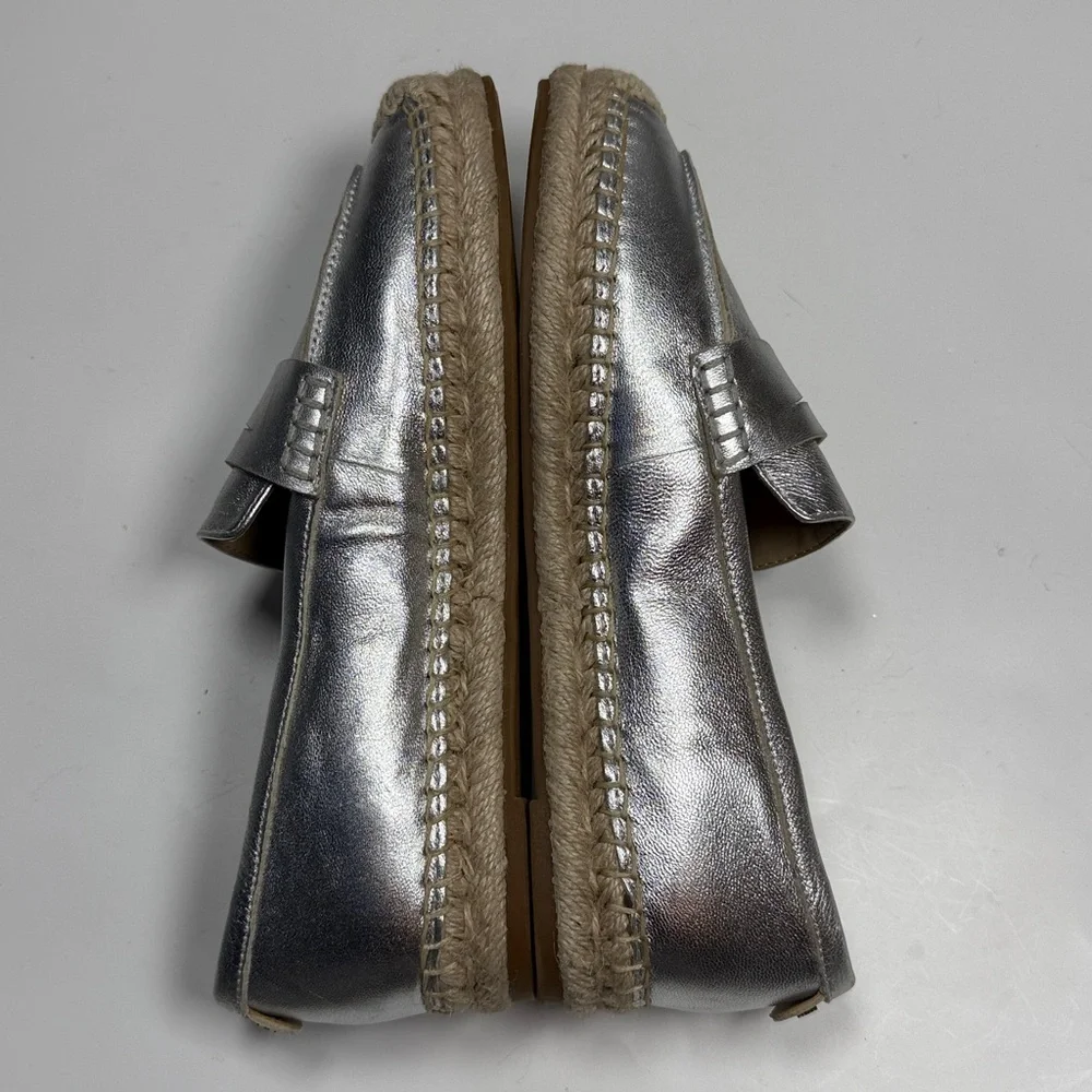 Sam Edelman Kai Espadrille Leather Slip-on Shoe in Silver NWOT S-523 Sz 6.5